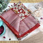 Vriksham Mustered Yellow With Radish Red Kalamkari Saree With Kanchi Border-VS4683